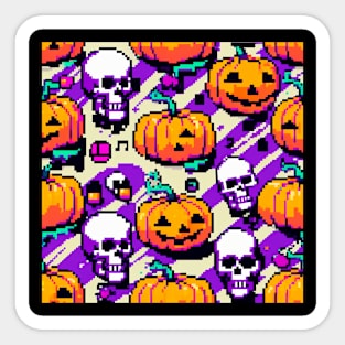 PATRON CALABAZAS Y CALAVERAS PIXELADAS 5 Sticker